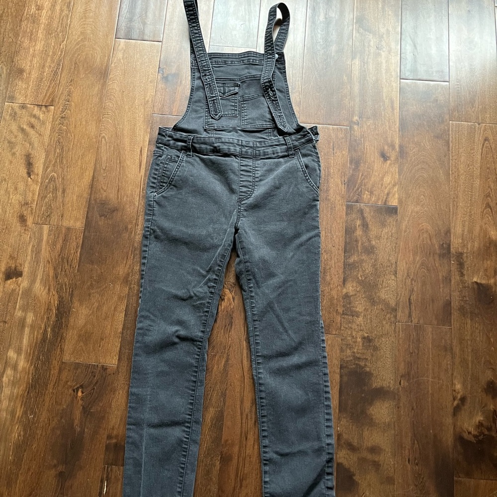 Free People Charcoal Denim Overalls